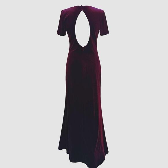 EUC Revelry Maxi Dress Burgundy Velvet Size 6 Cut Out Back Like New - Picture 4 of 11